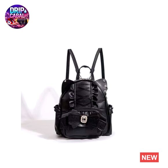 Gothic Lolita Mini Backpack Cat Ear Drawstring Y2K Japanese Style Cute main image 5